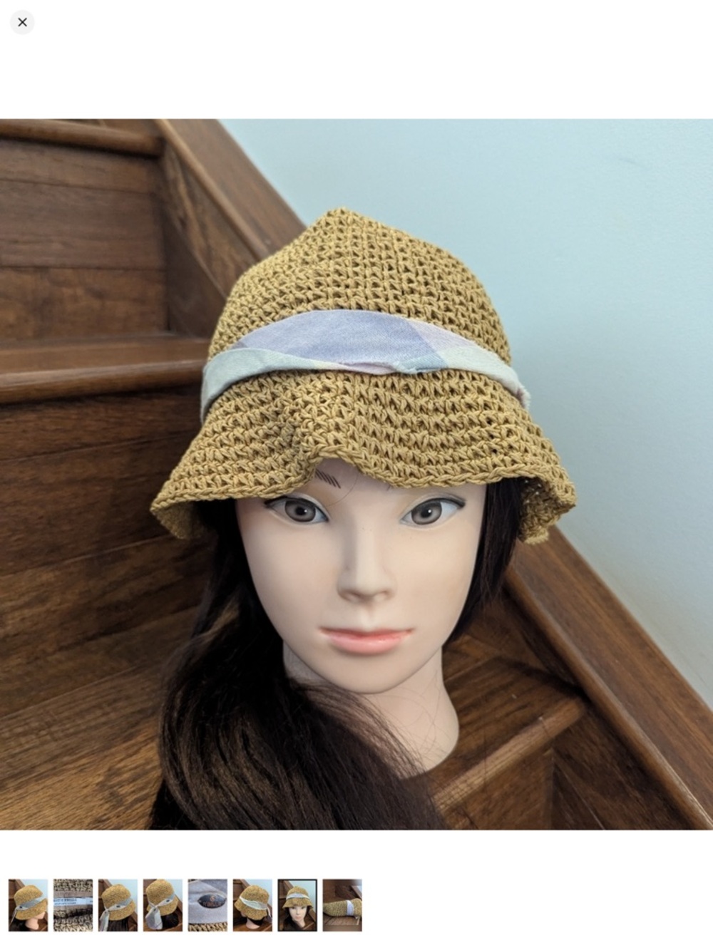 Scotch R'belle Packable Tan Straw Bucket Hat with Ribbon Size small - Picture 5 of 7